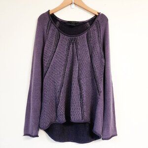 Vtg Calvin Klein Women's Knit Sweater Top Boat Neck Knit Plum Sz L/G Whimsigoth